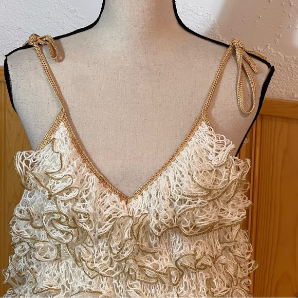 My Beachy Side Cream Hand Crochet Ruffled Mini Dress Sz-S/M - Picture 2 of 10